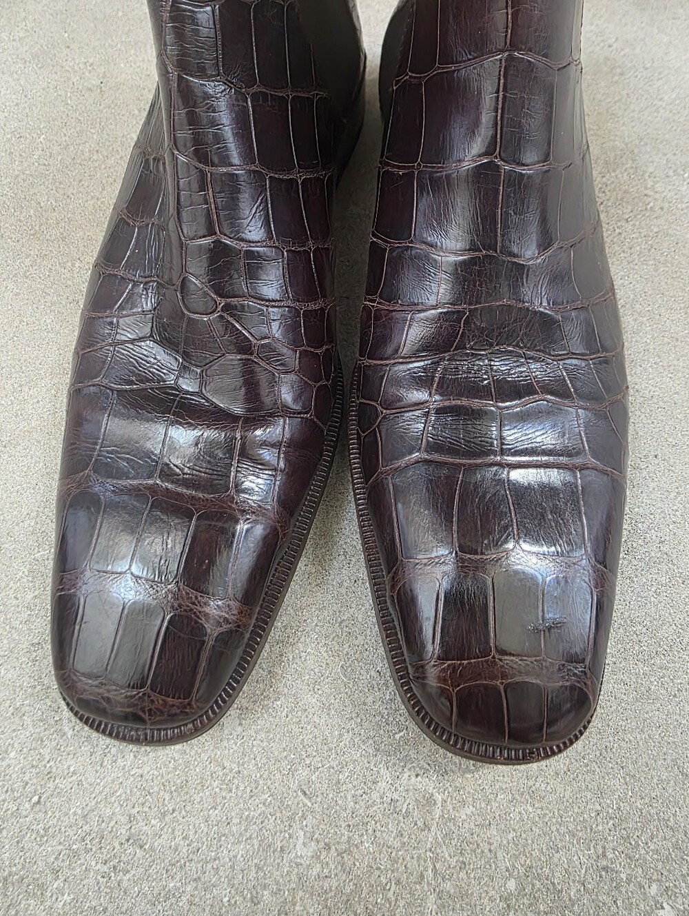 Vintage Lambertson Truex Dark Brown Croc-Embossed Leather Chelsea Boots 37.5/7 - Picture 3 of 12